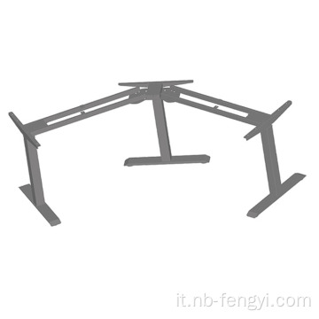 Tavolo di sollevamento elettrico ad angolo a tre gambe a forma di L